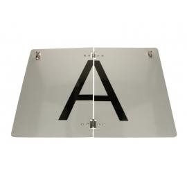 Placuta litera A deseuri metalica, pliabila cu balamale 300mm x 400mm